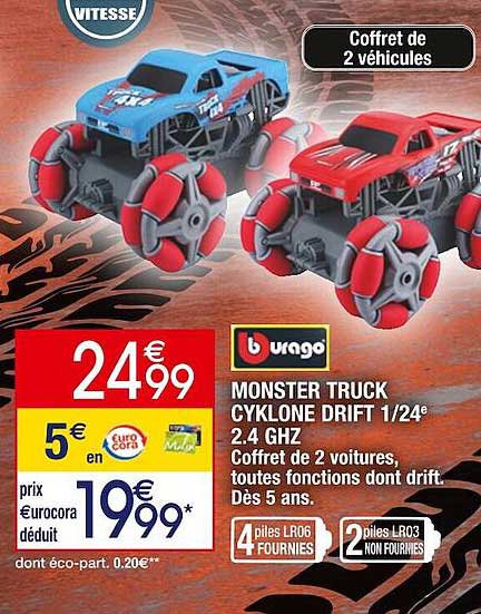 monster truck cyklone drift 1/24e 2.4 ghz