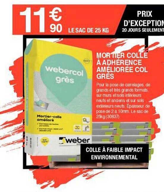 mortier colle à adhérence améliorée col grés