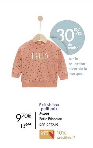 p'tit bisou petit prix sweat petite princesse