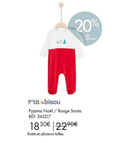 p'tit bisou pyjama noël - rouge santa