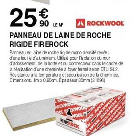 panneau de laine de roche rigide firerock rockwool