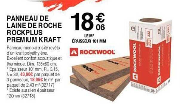 panneau de laine de roche rockplus premium kraft