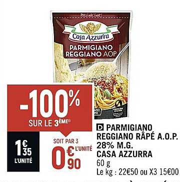 parmigiano reggiano râpé a.o.p. 28% m.g. casa azzurra