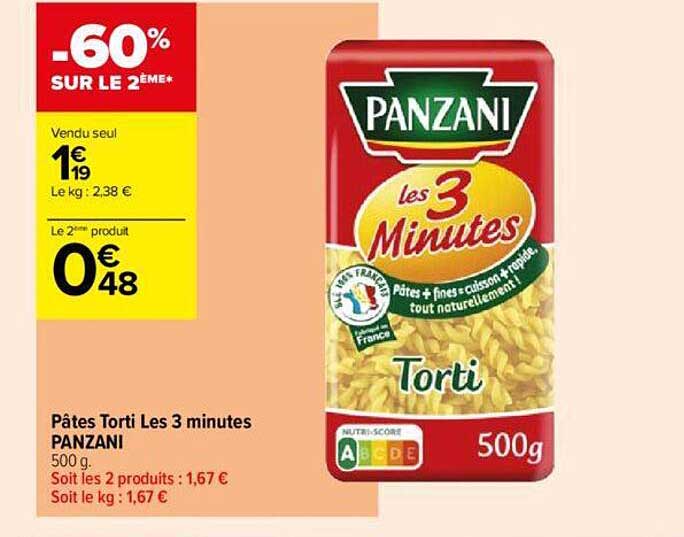 pâtes torti les 3 minutes panzani