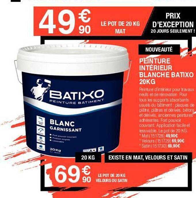 peinture intérieur blanche batixo 20kg