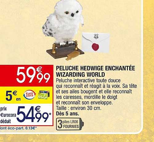 peluche hedwige enchantée wizarding world