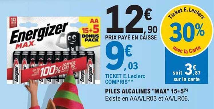 Piles Alcalines "max" 15+5