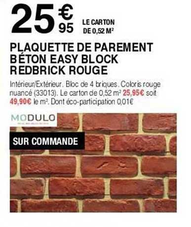 plaquette de parement béton easy block redbrick rouge