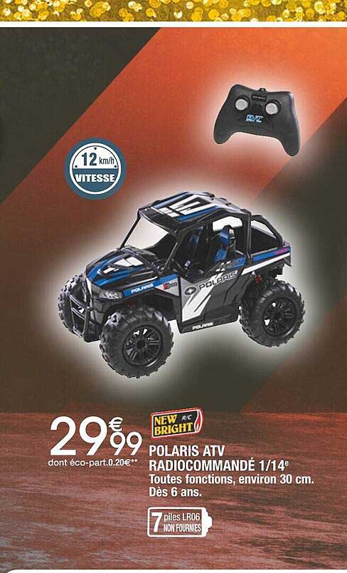 polaris atv radiocommandé 1-14 toutes fonctions, environ 30 cm dès 6 ans