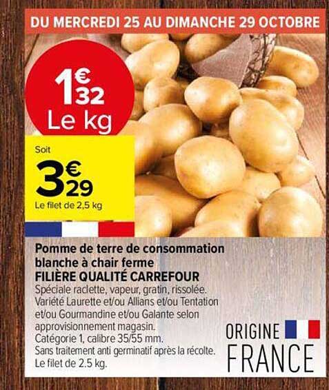 Pomme De Terre De Consommation Blanche à Chair Ferme Filière Qualité Carrefour