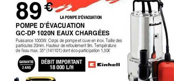 pompe d'évacuation gc-dp 1020n eaux chargées einhell