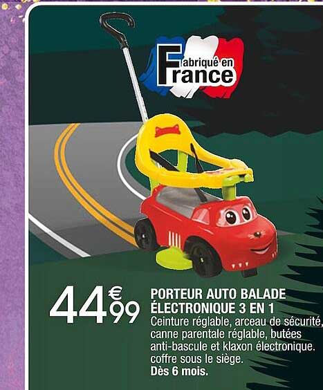 porteur auto balade électronique 3en1