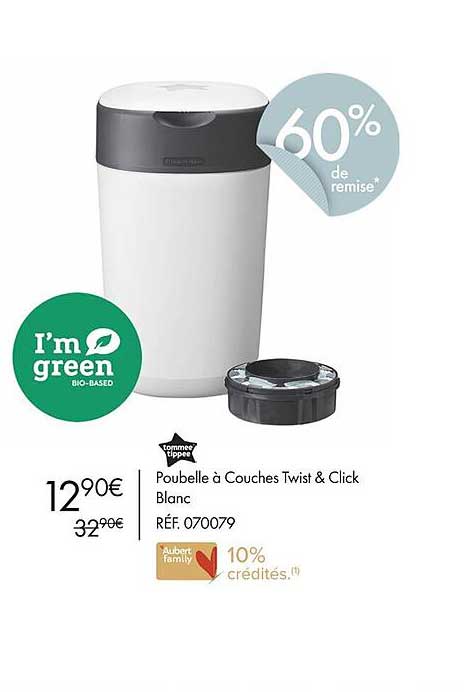 poubelle à couches twist & click blanc