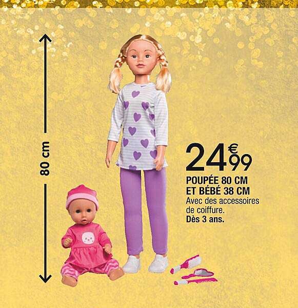 Poupée 80 Cm Et Bébé 38 Cm