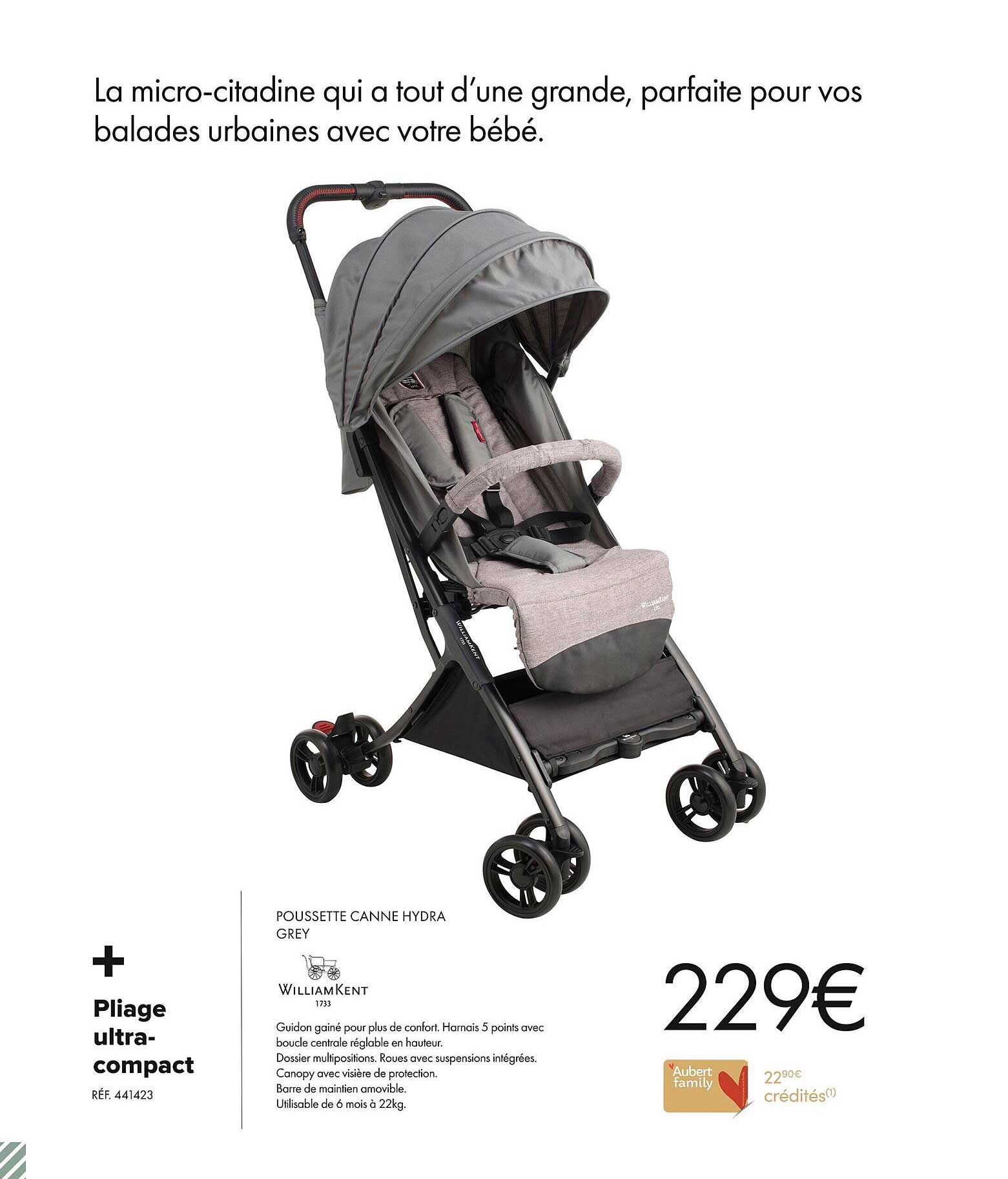 poussette canne hydra grey williamkent