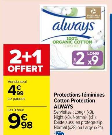 protections féminines cotton protection always