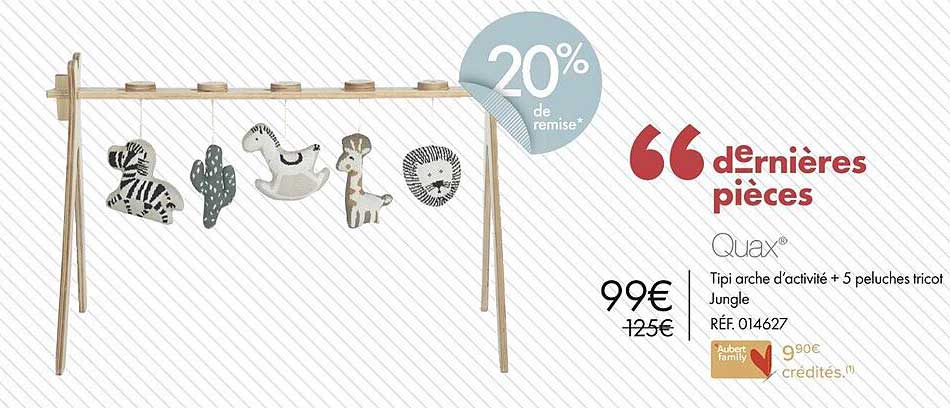 quax tipi arche d'activité + 5 peluches tricot jungle