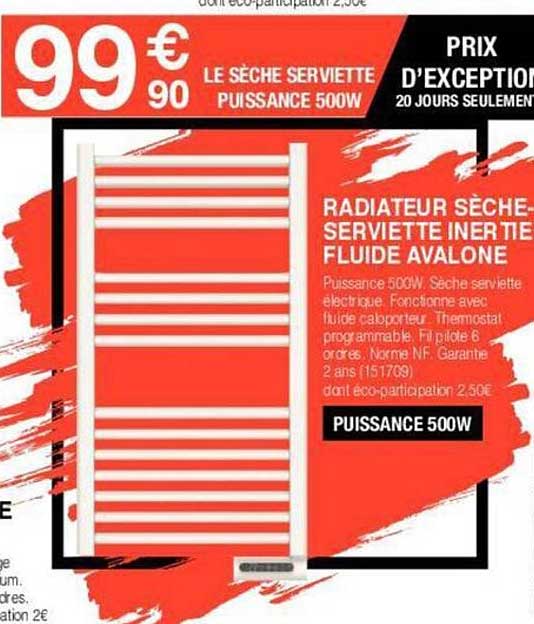 radiateur sèche-serviette inertie fluide avalone