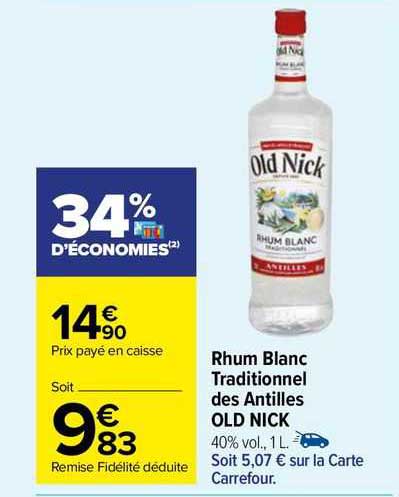rhum blanc traditionnel des antilles old nick