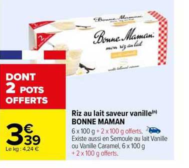 riz au lait saveur vanille bonne maman