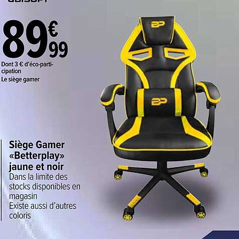 Siège Gamer "betterplay" Jaune Et Noir