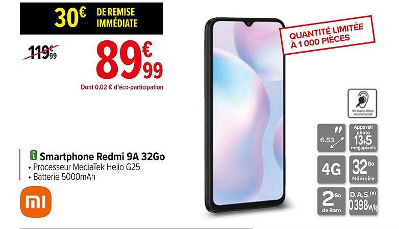 smartphone redmi 9a 32go