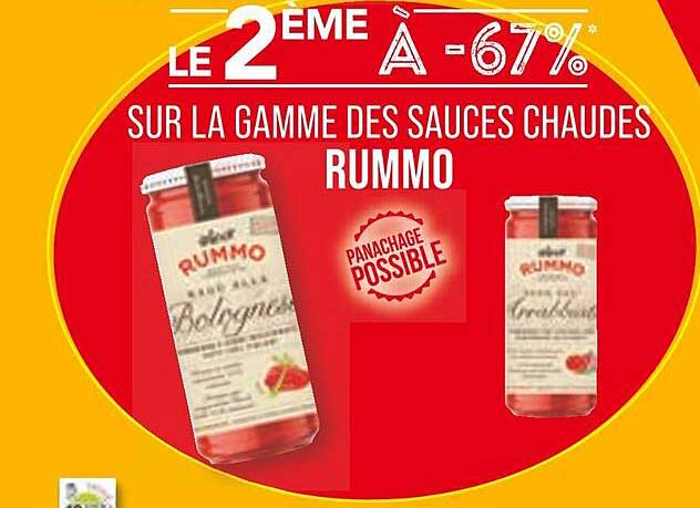 sur la gamme des sauces chaudes rummo le 2ème à -67%