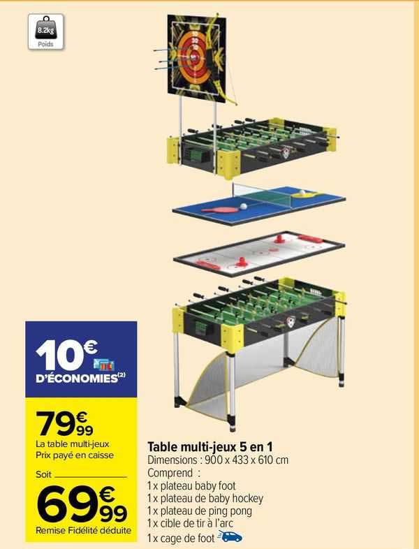 table multi-jeux 5 en 1