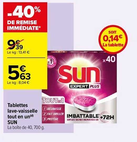 tablettes lave-vaisselle tout en un sun