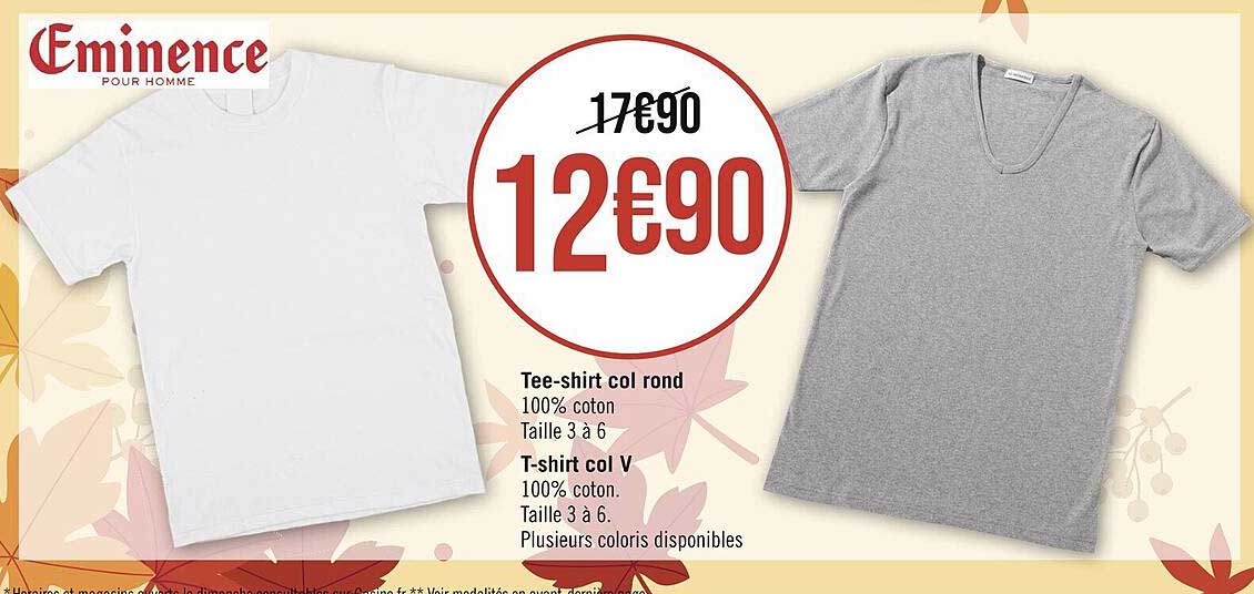 tee-shirt col rond t-shirt col v eminence