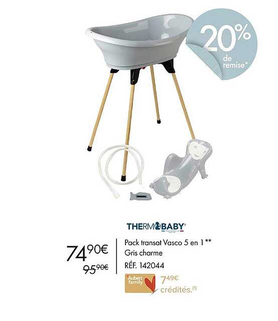 thermobaby pack transat vasco 5 en 1 gris charme