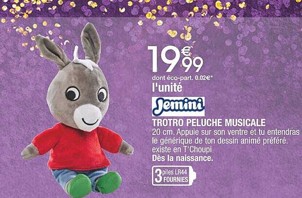 trotro peluche musicale jemini