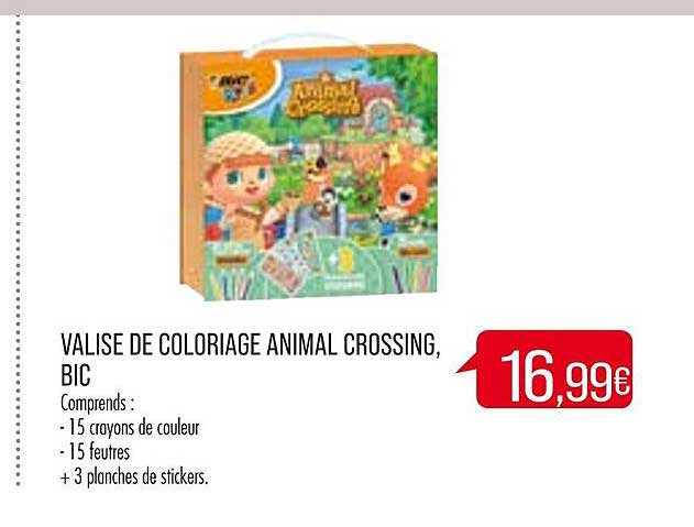 valise de coloriage animal crossing, bic