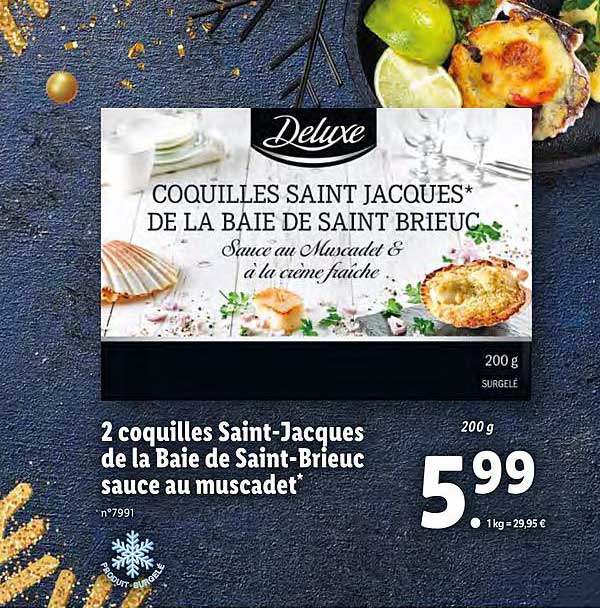 2 coquilles saint-jacques de la baie de saint-brieuc sauce au muscade