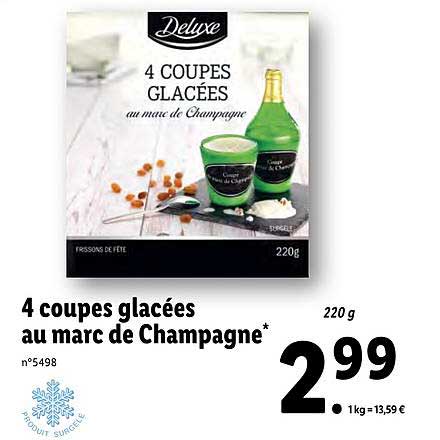 4 Coupes Glacées Au Marc De Champagne