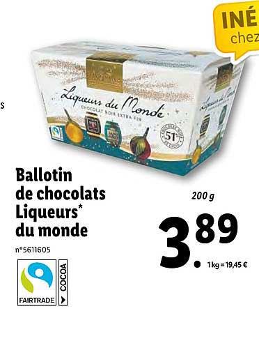 ballotin de chocolats liqueurs du monde