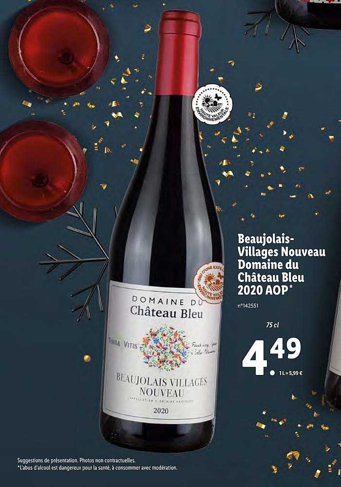 beaujolais villages nouveau domaine du château bleu 2020 aop