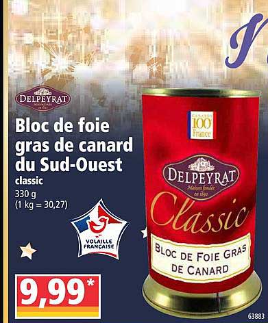 bloc de foie gras de canard du sud ouest delpeyrat