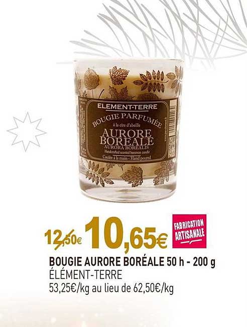 bougie aurore boréales 50 h élément-terre - 200 g