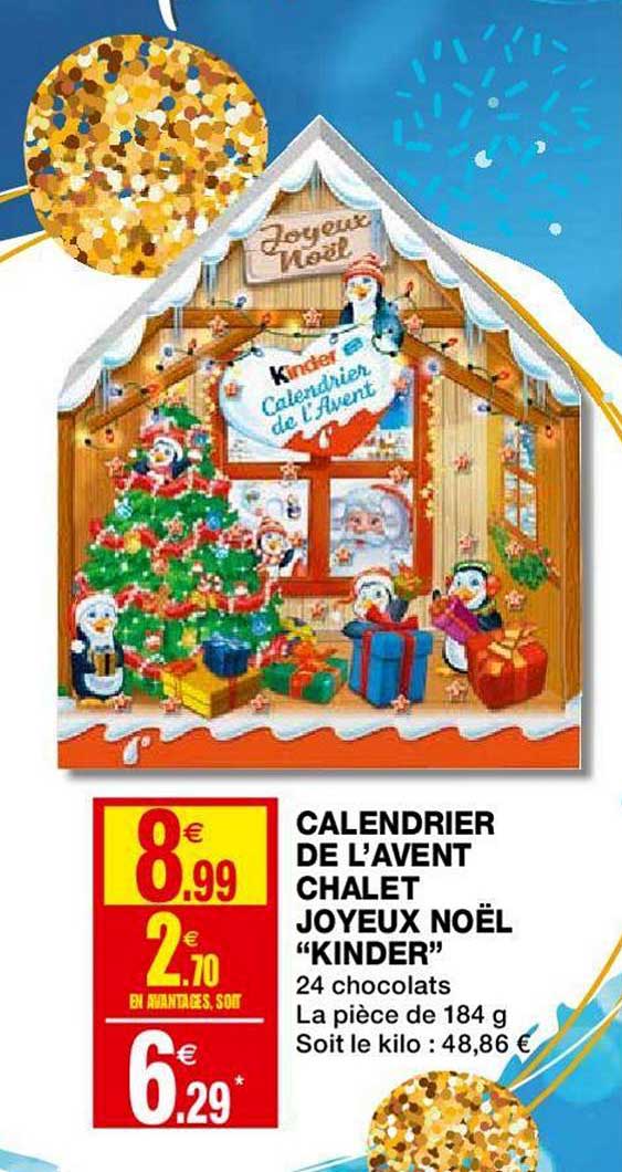 calendrier de l'avent chalet joyeux noël kinder