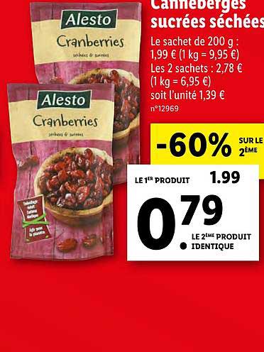 canneberges sucrées séchées