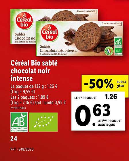 Céréal Bio Sablé Chocolat Noir Intense