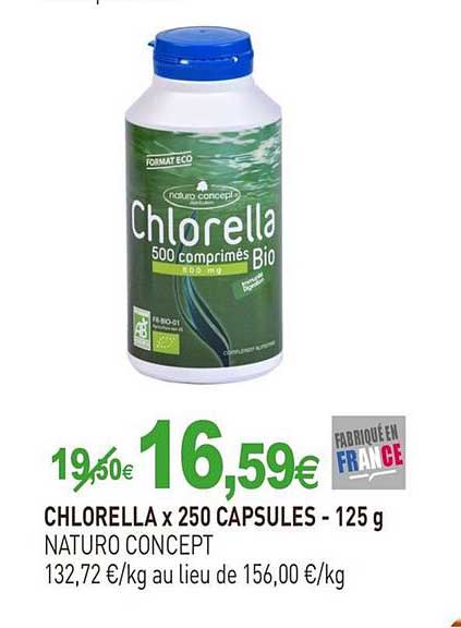 chlorella x250 capsules naturo concept - 125g