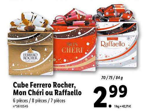 cube ferrero rocher, mon chéri ou raffaello