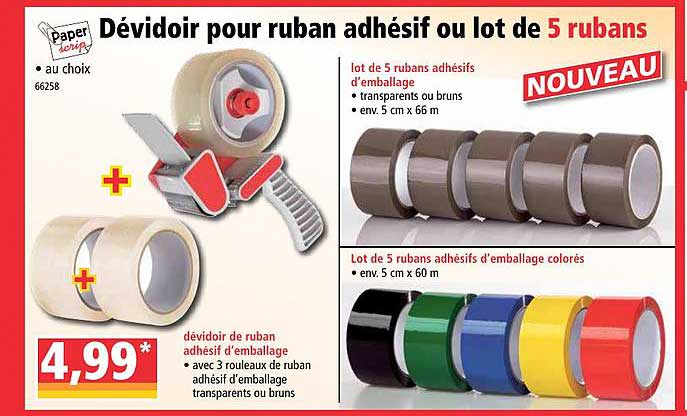 Dévidoir Pour Ruban Adhésif Ou Lot De 5 Rubans Paper Scrip
