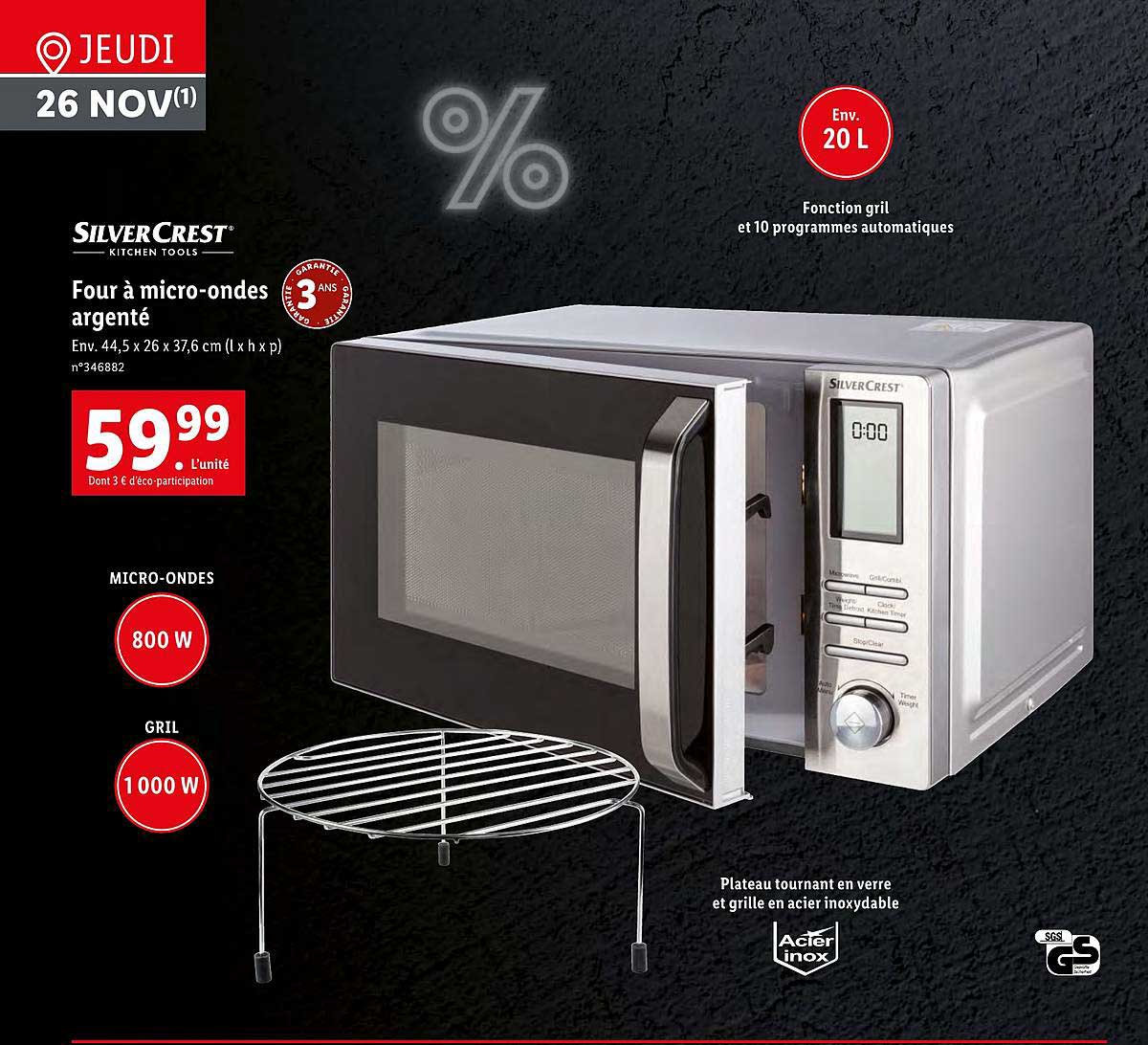 four à micro ondes argenté