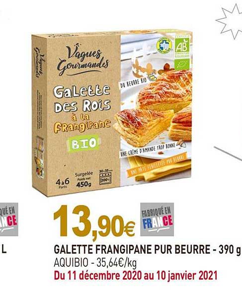 galette frangipane pur beurre - 390 g aquibio