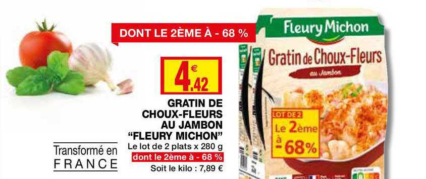 gratin de choux fleurs au jambon fleury michon le 2ème à -68%