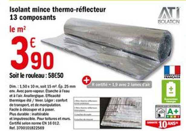 isolant mince thermo réflecteur 13 composants