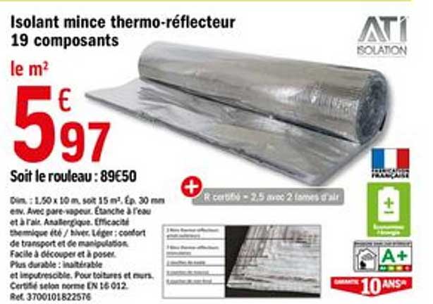 isolant mince thermo réflecteur 19 composants